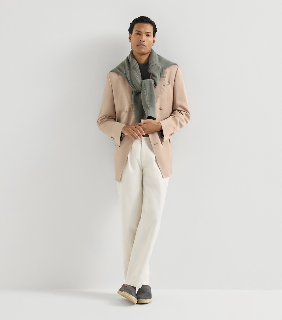 Brunello Cucinelli Mens Cotton-Linen Pleated Trousers Image 2