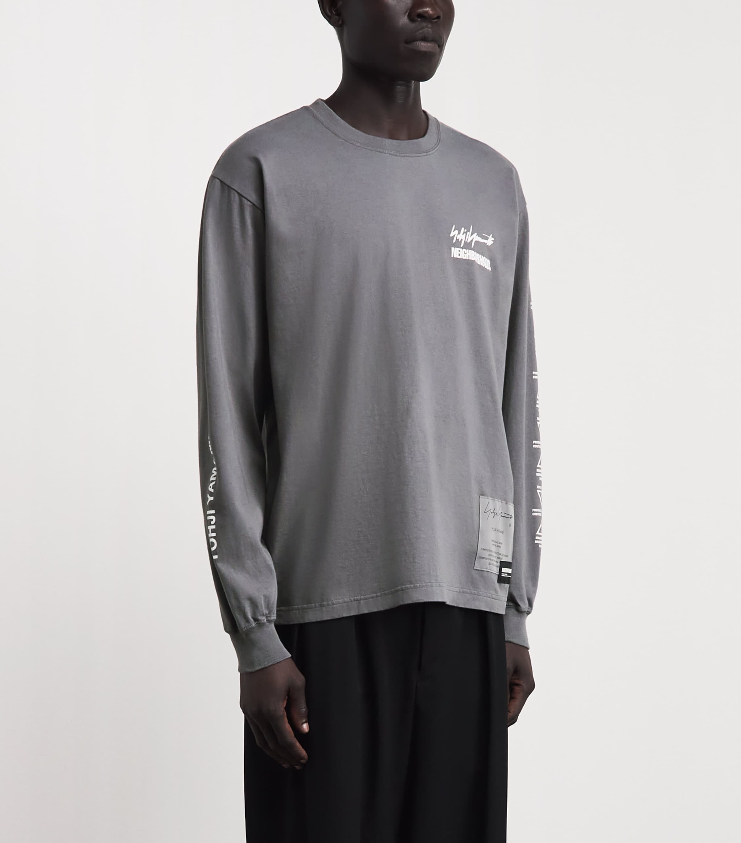 Yohji Yamamoto Mens x Neighborhood Cotton Long-Sleeve T-Shirt Grey Image 4
