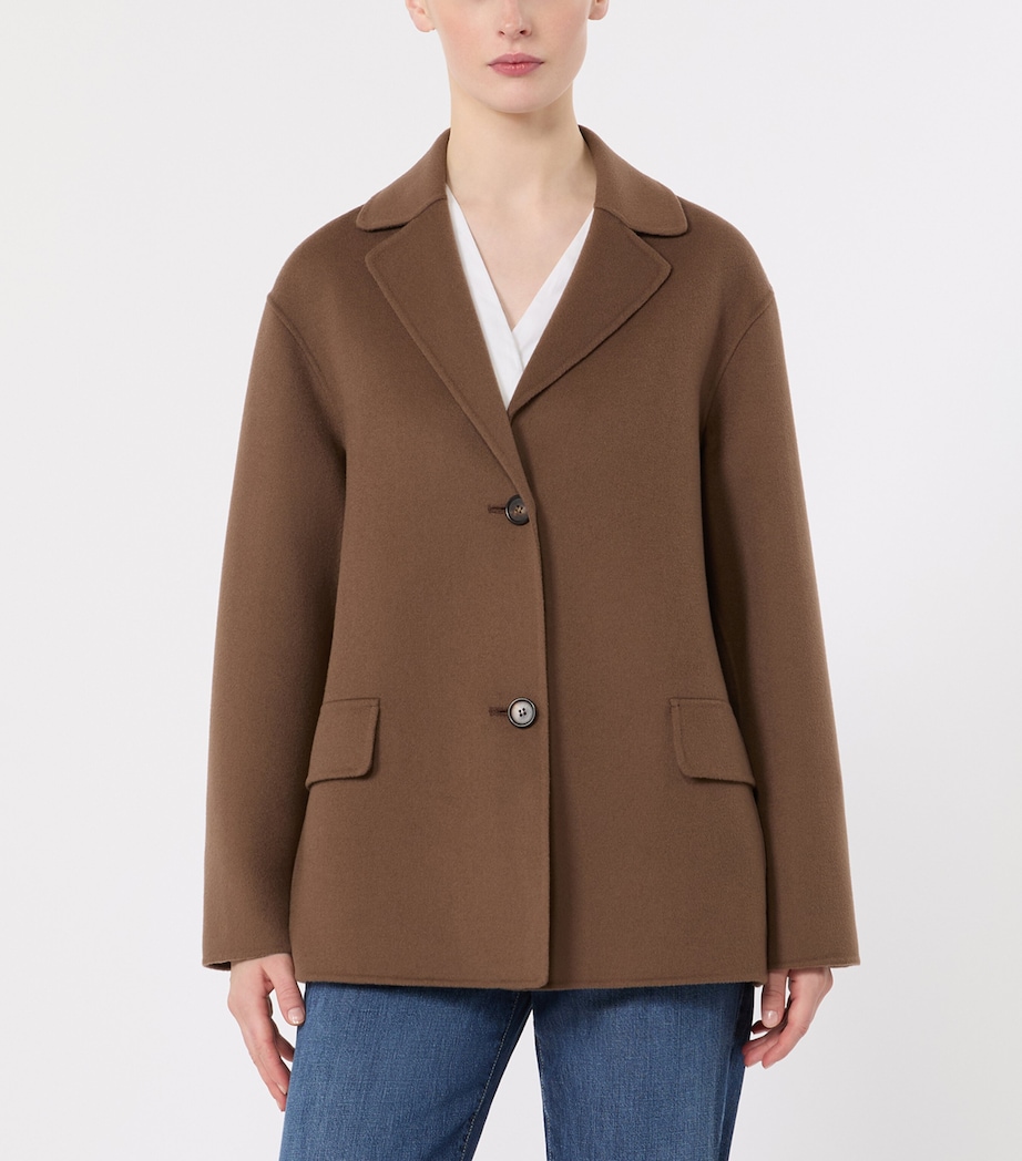 Max Mara Womens Wool Single-Breasted Blazer Mud Image 3