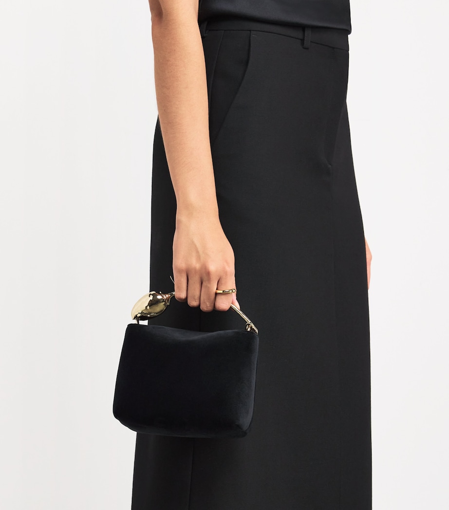 Mini Velvet Bloom Top-Handle Bag BLACK Image 5