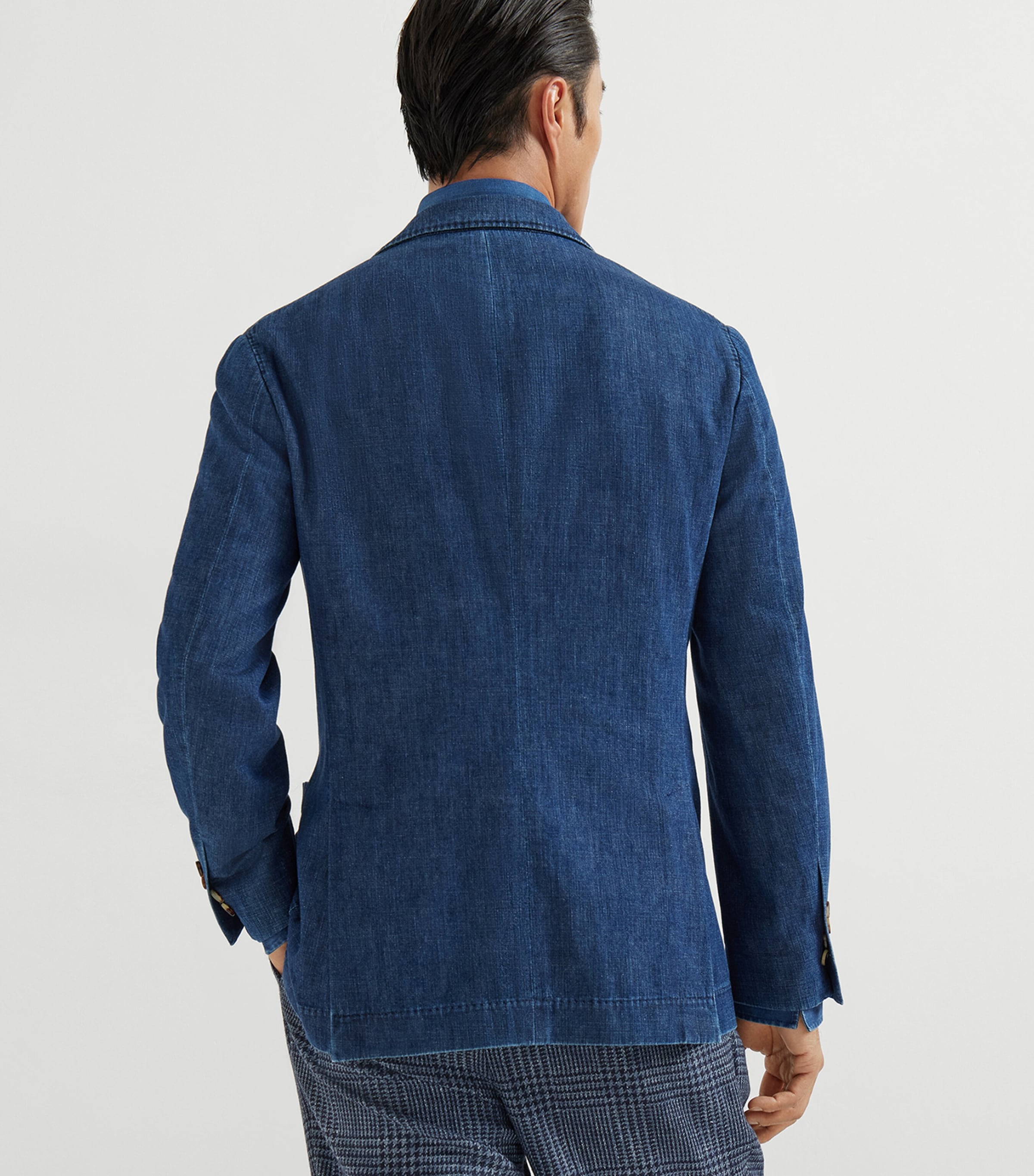 Denim Single-Breasted Blazer C1468 Image 5