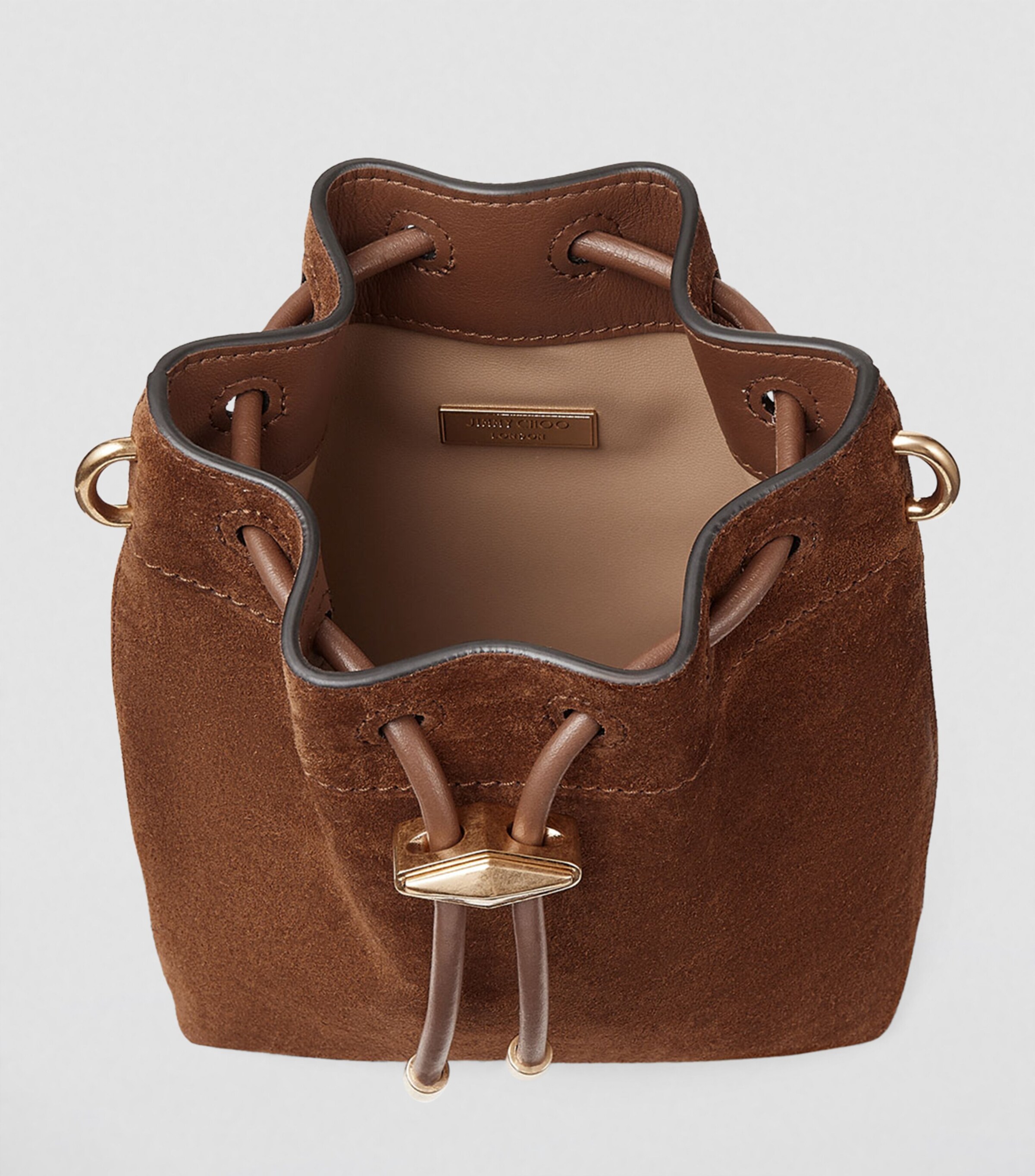 Mini Suede Cinch Bucket Bag TAN/GOLD Image 3