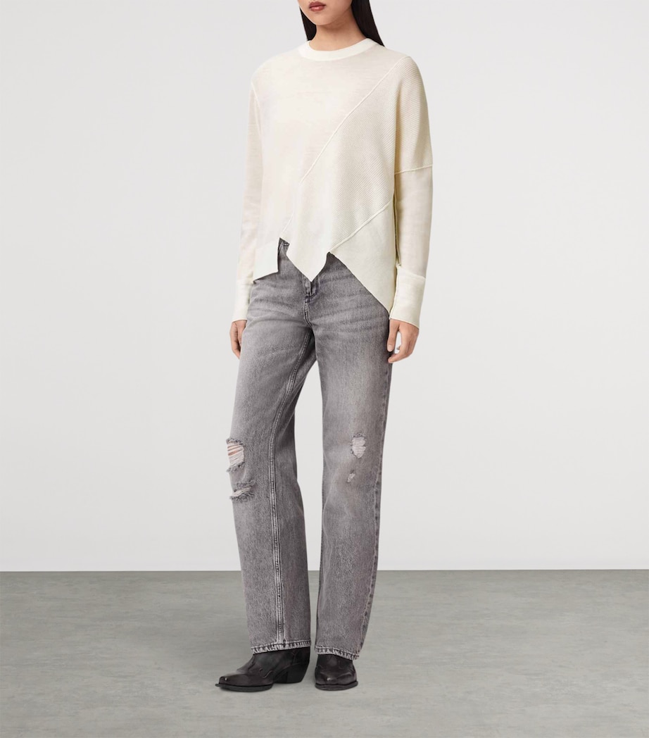 AllSaints Womens Wool Asymmetric Isla Sweater Chalk White Image 2