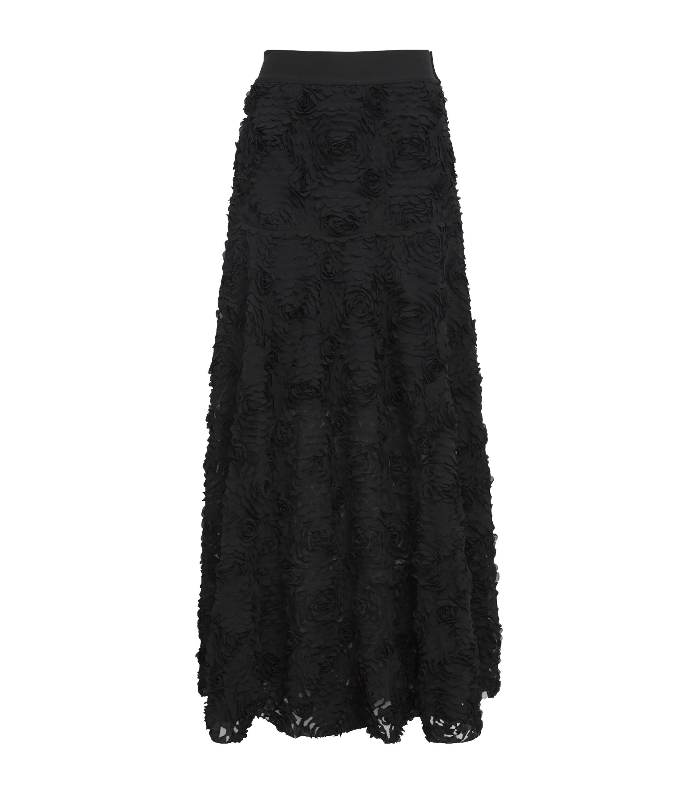 Maje Flocked Tulle Maxi Skirt In Black