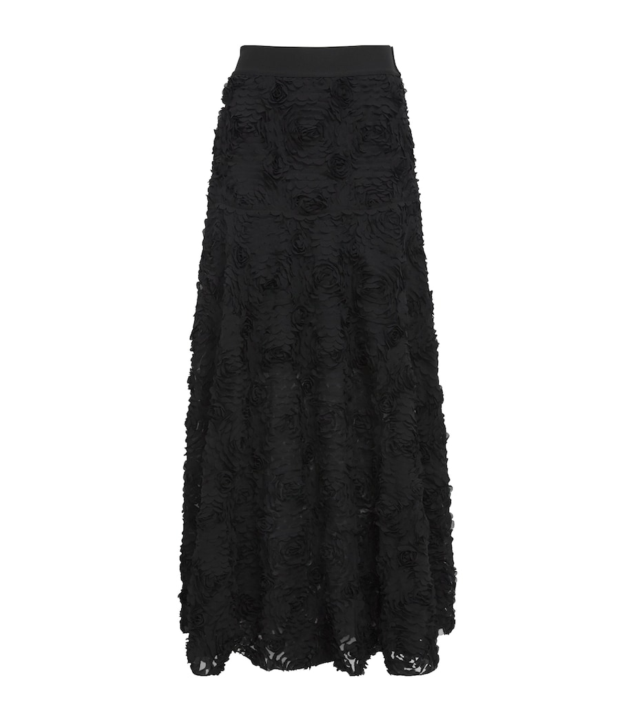 Tulle Embroidered Maxi Skirt BLACK Image 1