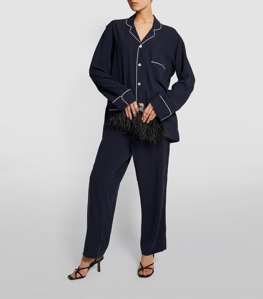 Silk Laurent Pyjama Set NAVY Image 3