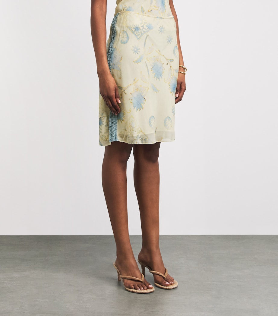 SIR. Womens Satin Floral Cecile Midi Skirt Eira Butter Image 4