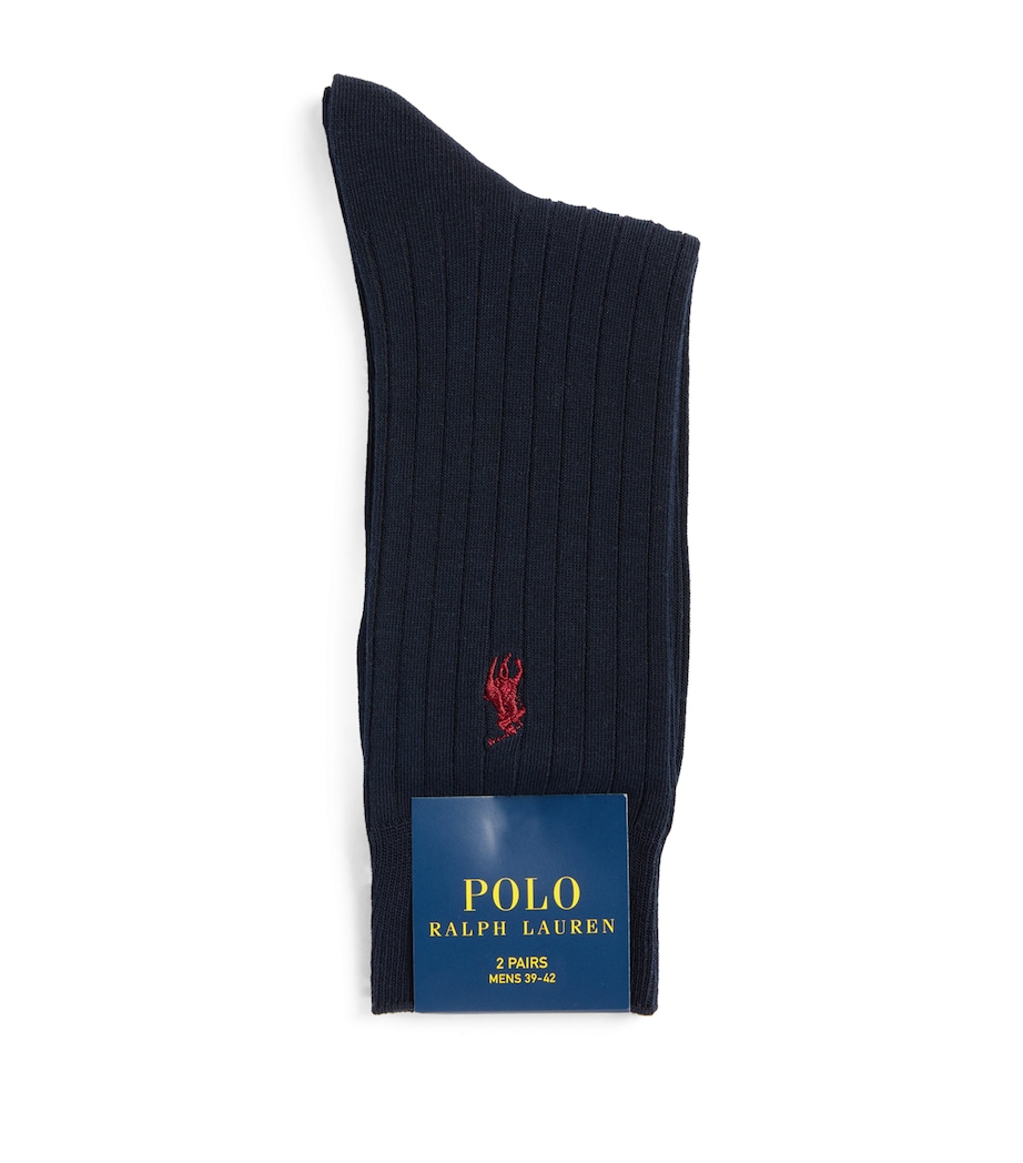Polo Ralph Lauren Mens Egyptian Cotton-Blend Socks (Pack of 2) Navy Image 1