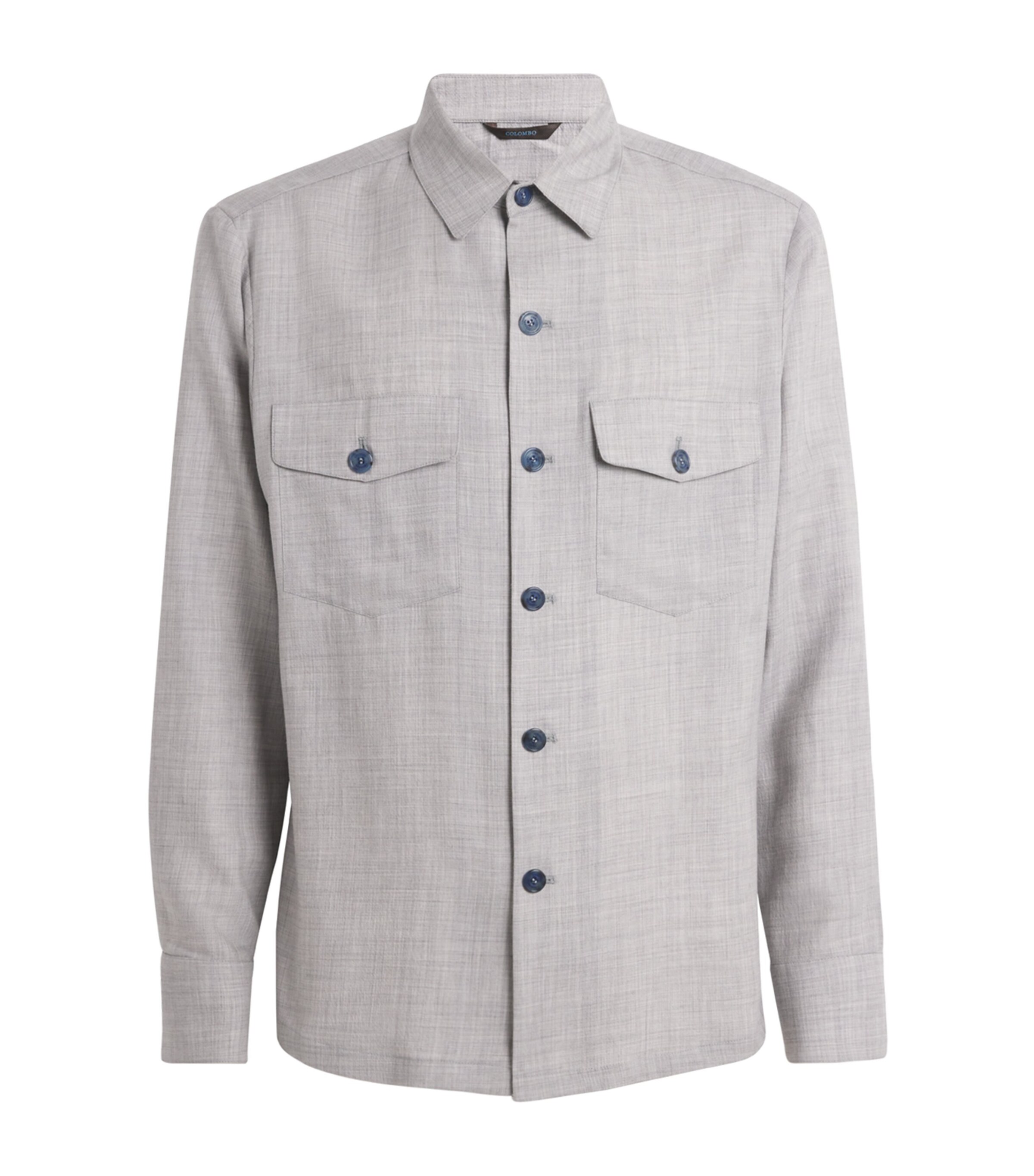 Colombo Mens Cashmere Overshirt Grey Image 1