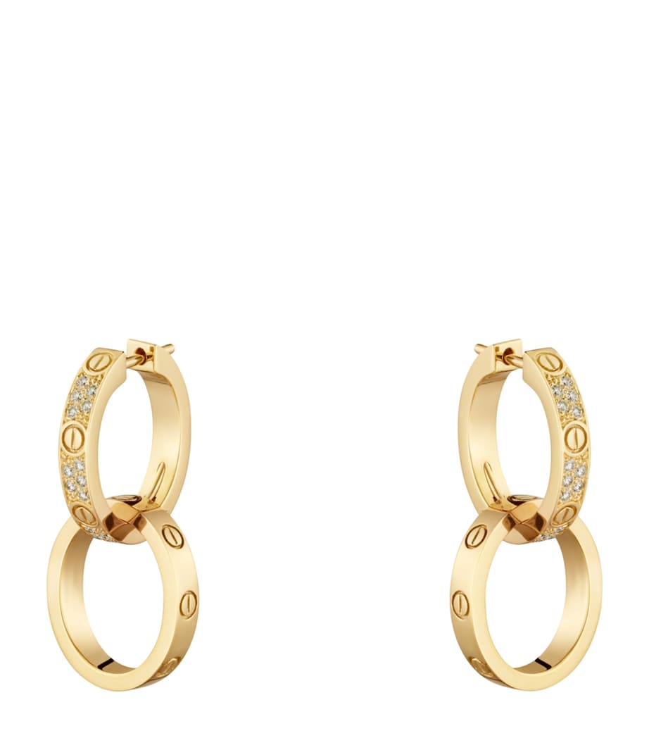 Cartier Yellow Gold and Diamond LOVE Double Hoop Earrings Yellow Gold Image 1
