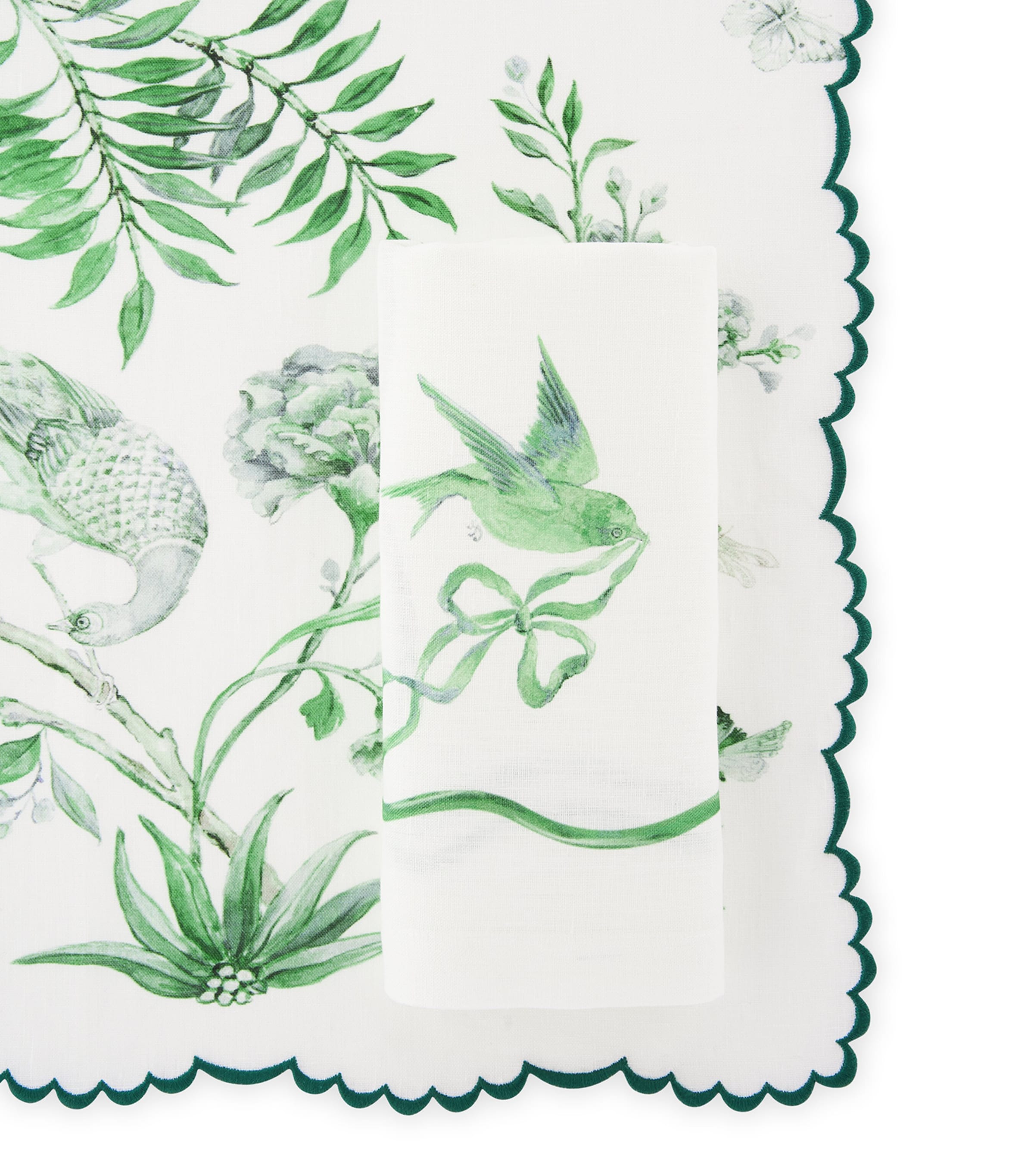 Linen Secret Garden Placemat (35cm x 50cm) KELLY GREEN Image 3