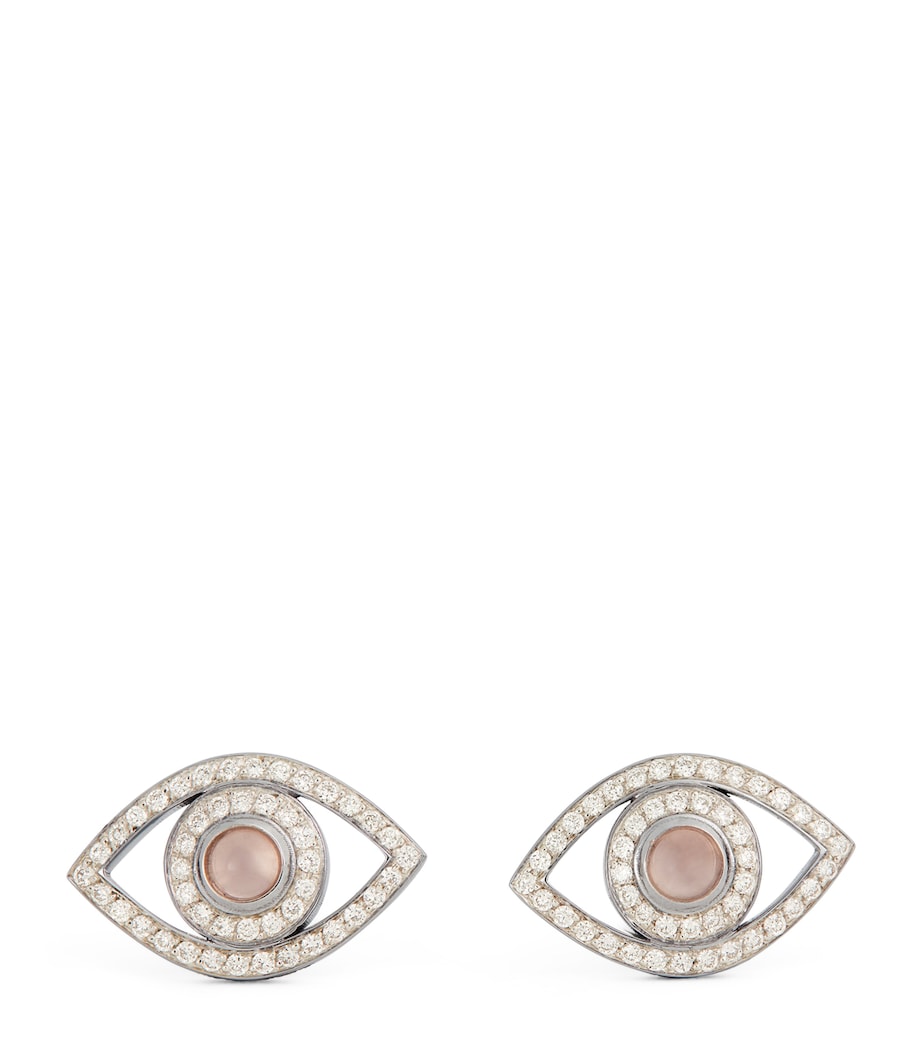 White Gold and Diamond Mini Eye Earrings WHITE GOLD Image 1