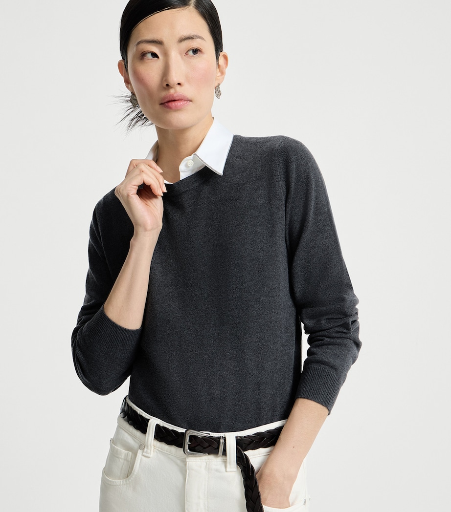 Brunello Cucinelli Womens Cashmere Monili-Trim Sweater Image 4
