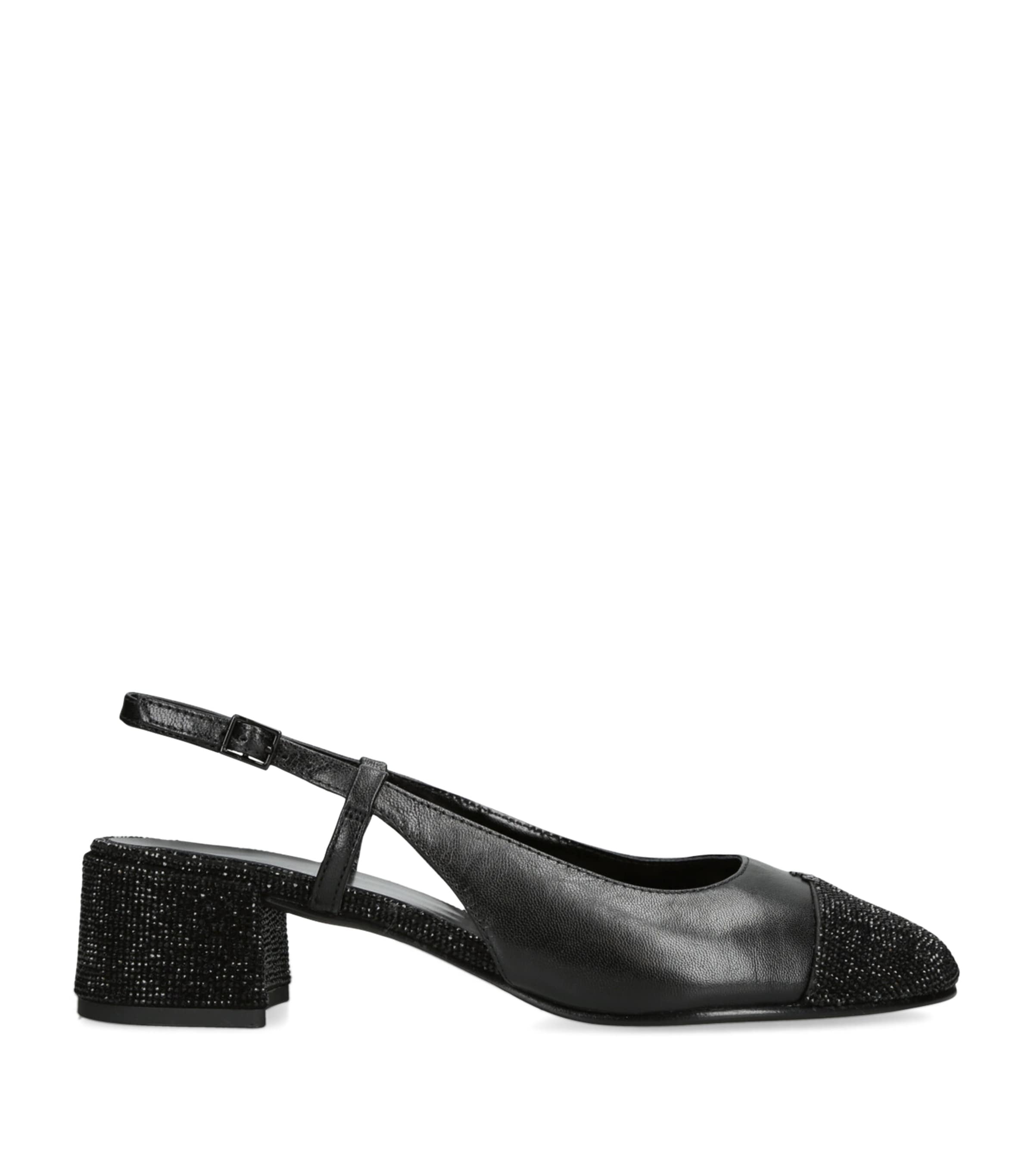Tory Burch Leather Embellished Slingback Pumps 45 In Black