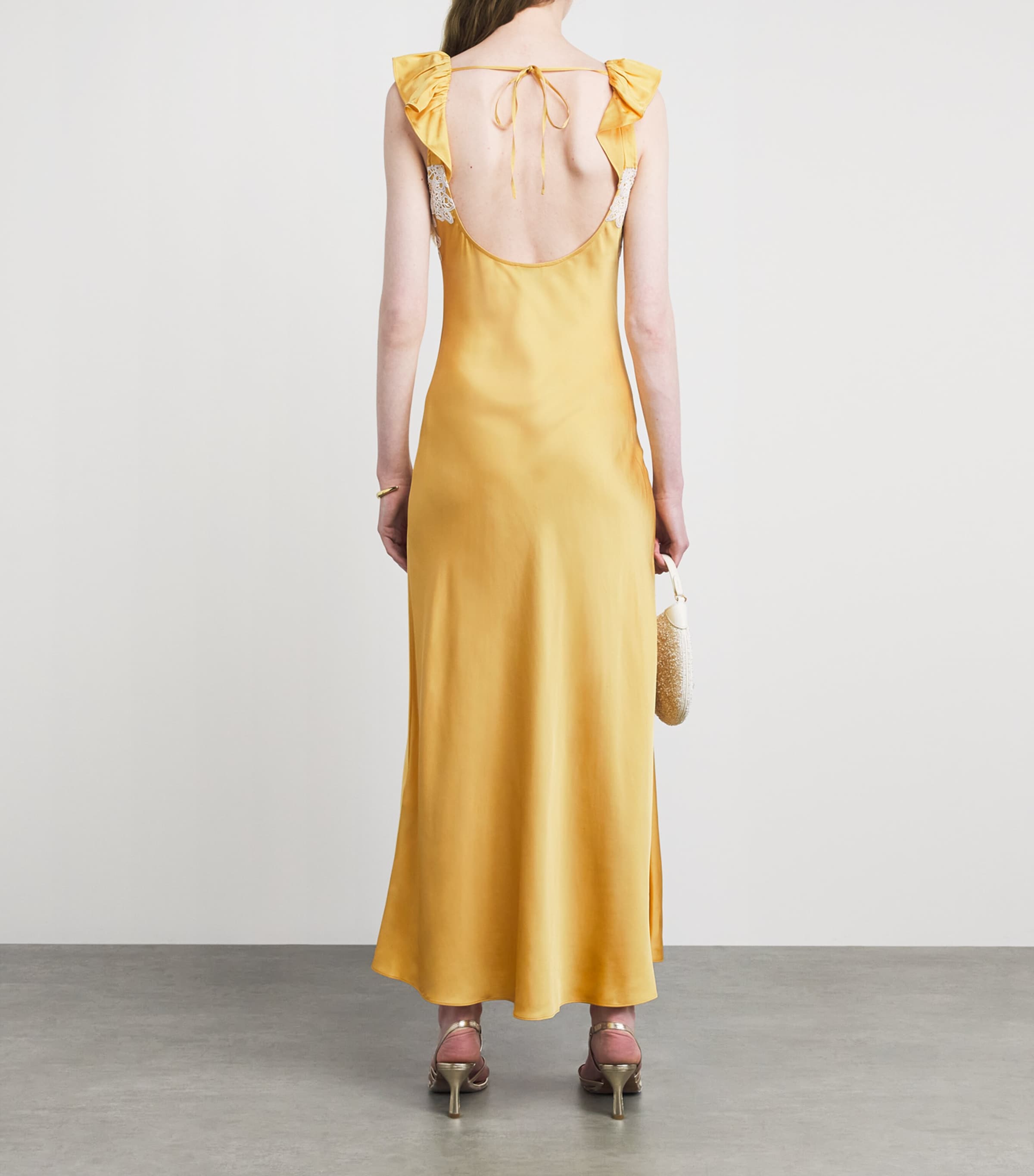 Claudie Pierlot Womens Satin Maxi Dress Sun Yellow Image 5