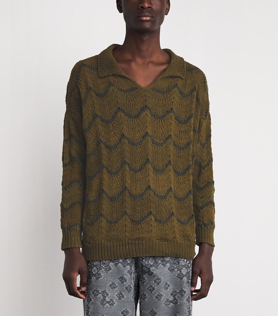 Kartik Research Mens Cotton Knitted Rugby Sweater Green Image 4