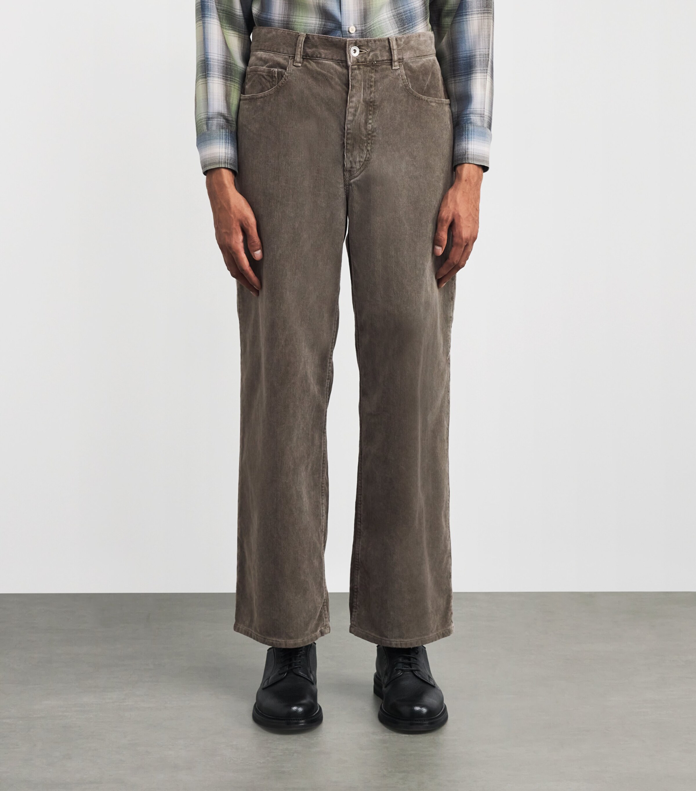 Corduroy Wide-Leg Jeans OLIVE BROWN Image 3
