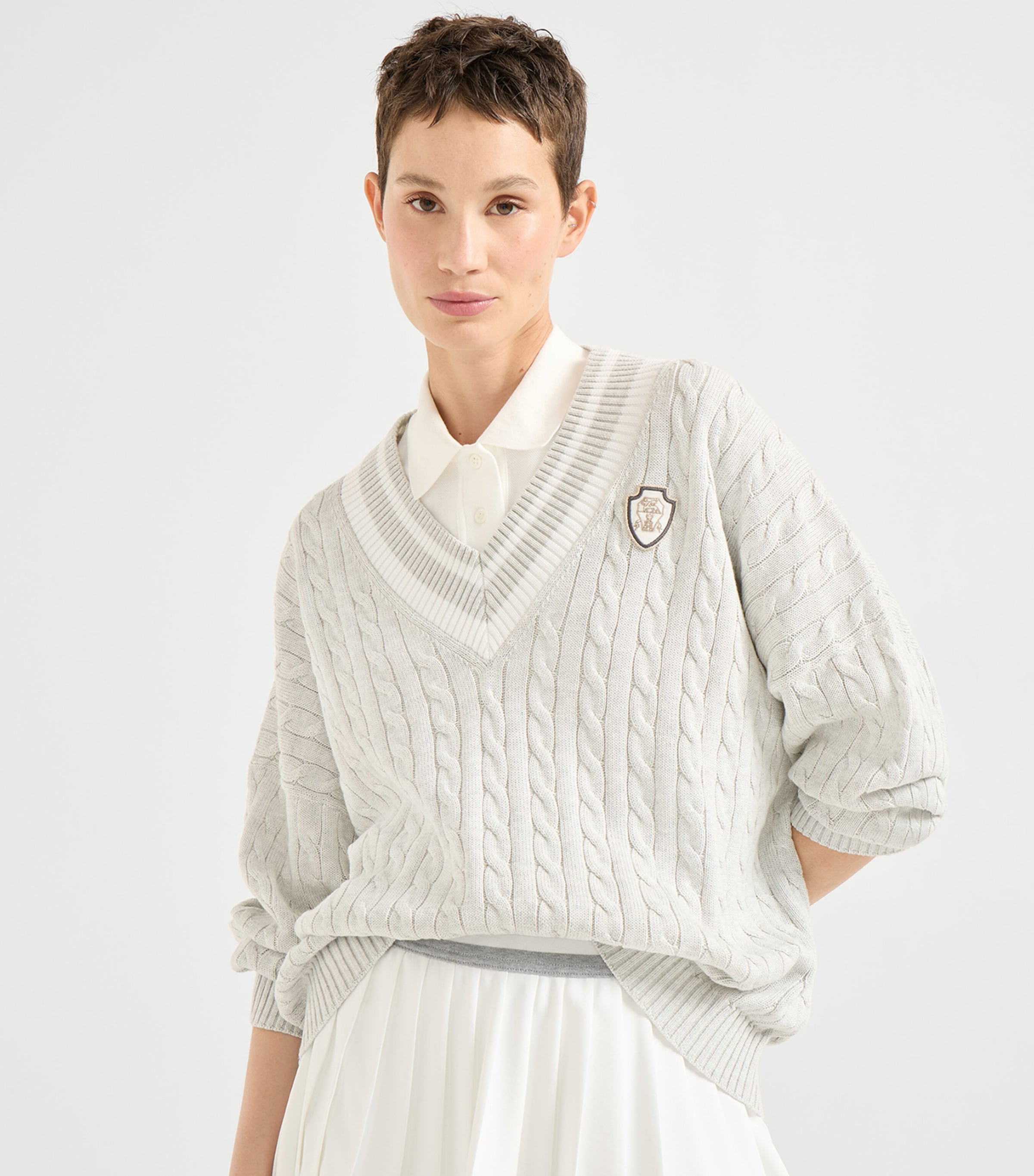 Cotton Cable-Knit Sweater CV906 Image 2