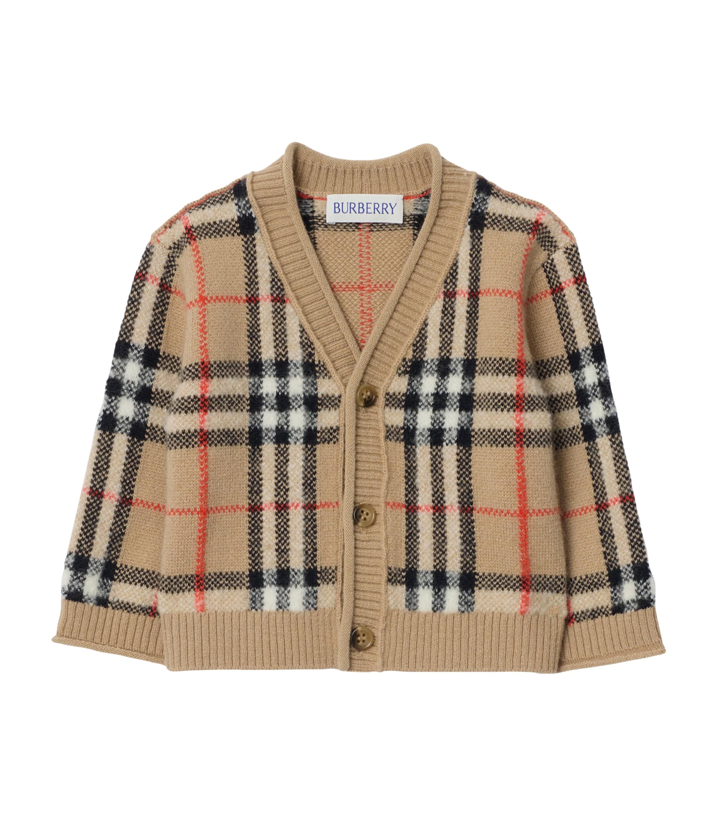 Wool-Cashmere Check Cardigan SAND IP CHECK Image 1
