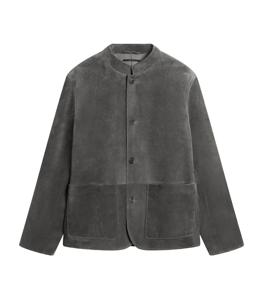 Dunhill Mens Leather Mandarin-Collar Jacket Image 1