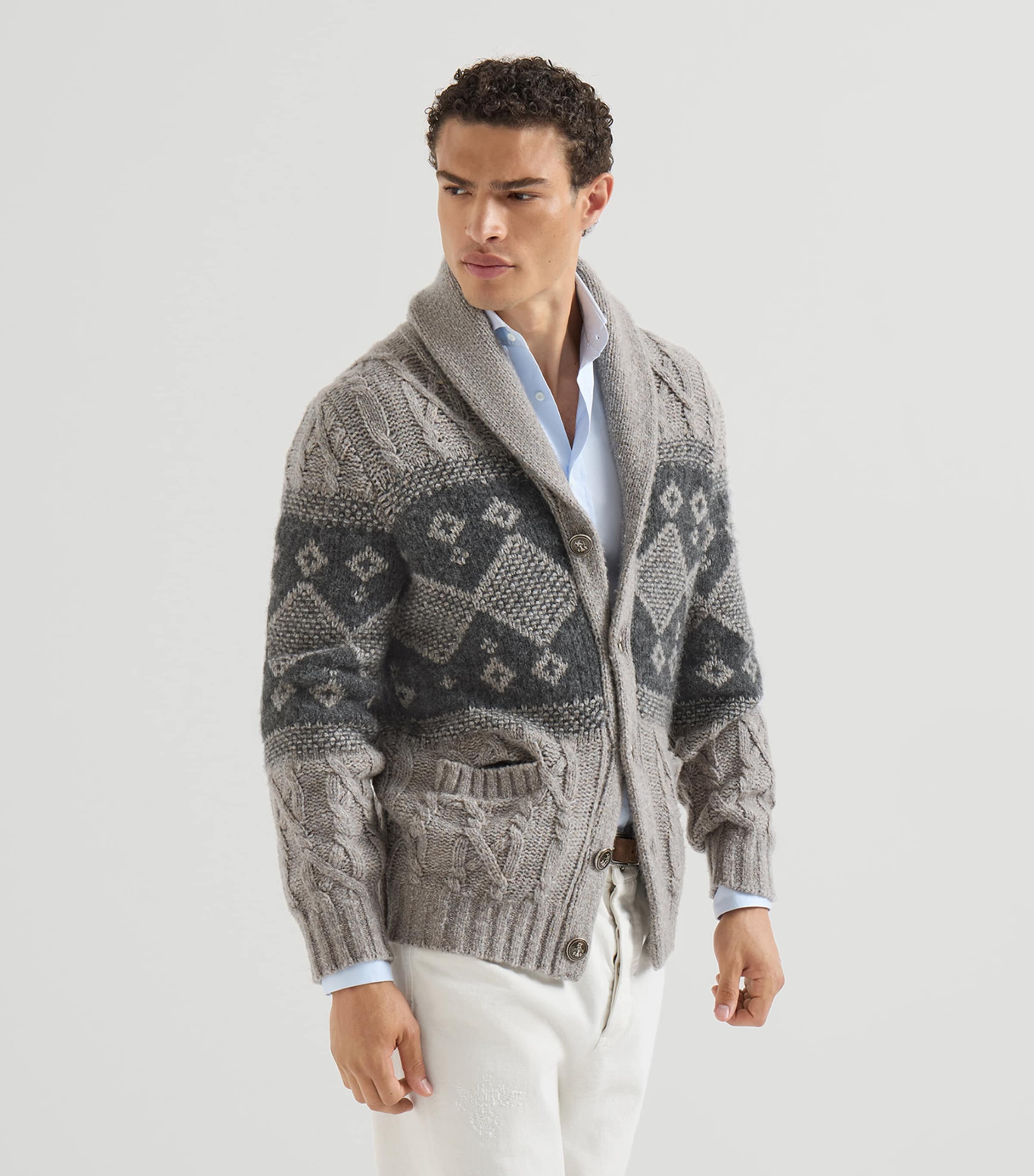 Brunello Cucinelli Mens Virgin Wool-Silk-Cashmere Cardigan Image 2