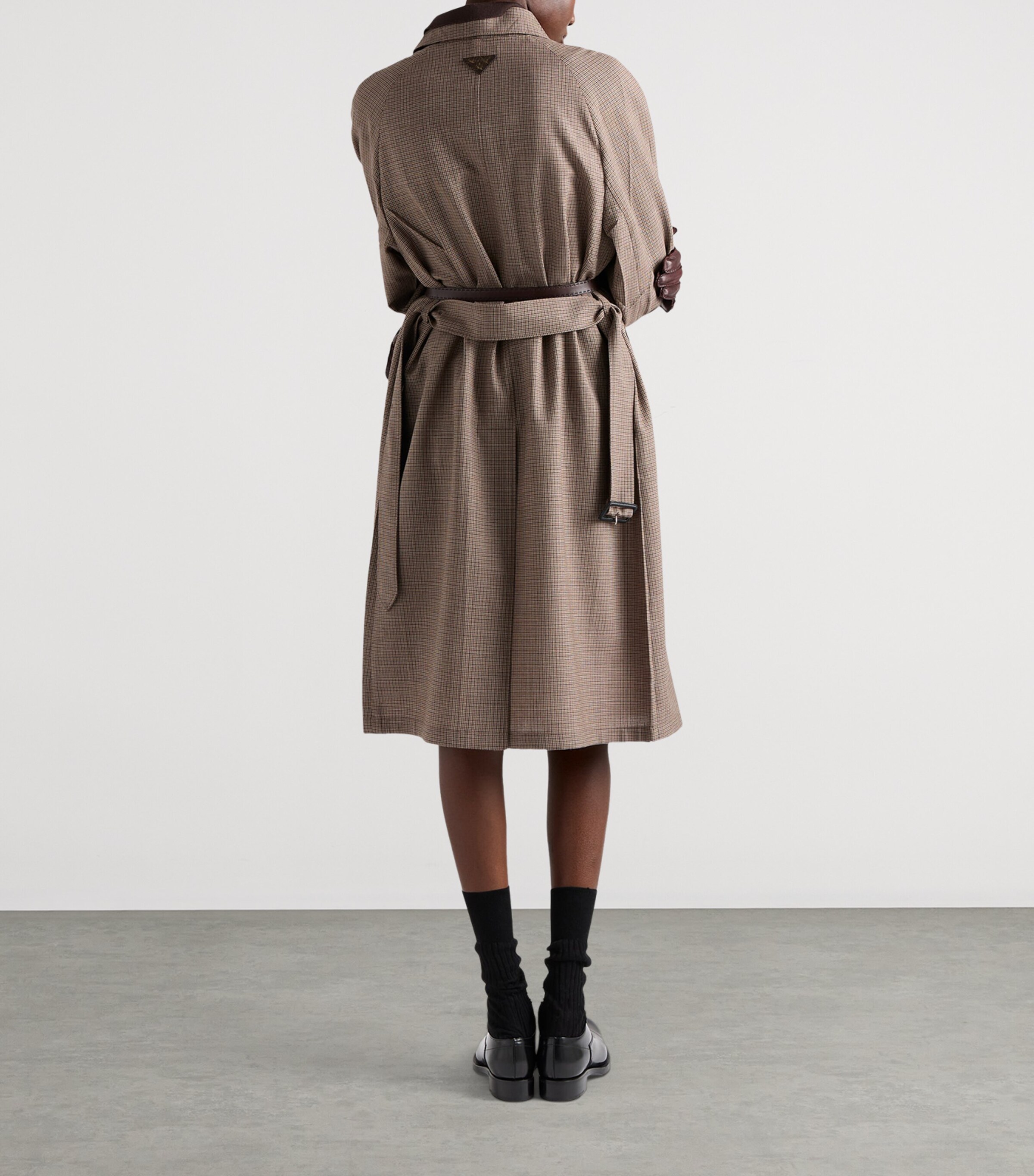 Prada Wool Houndstooth Coat Brown Image 5