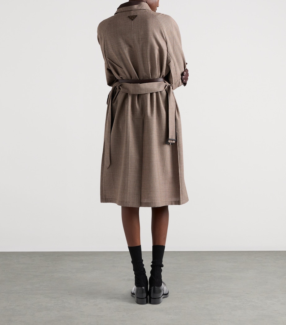 Prada Wool Houndstooth Coat Brown Image 5