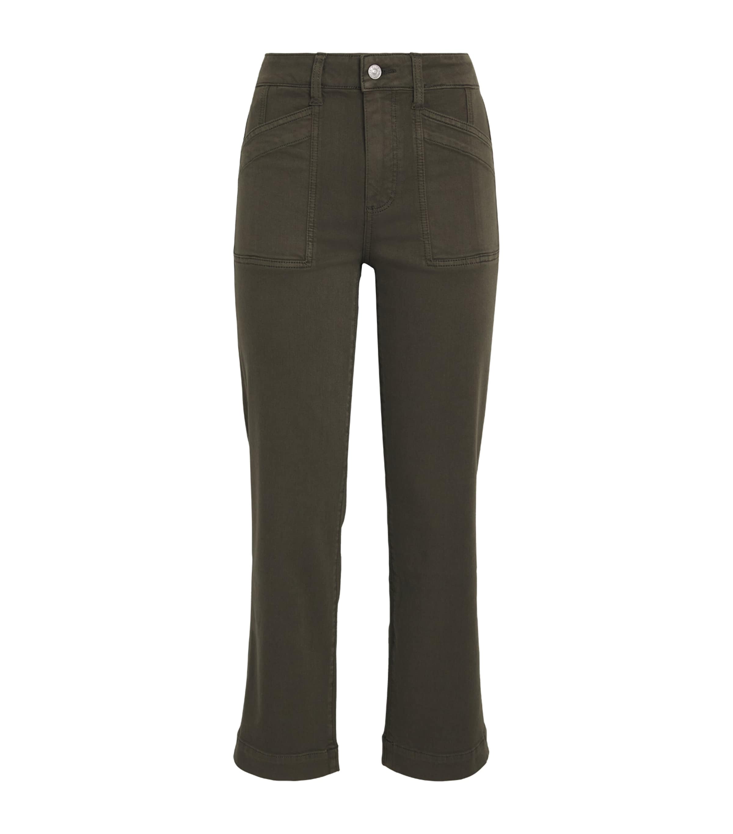 Paige Cameron High Waist Ankle Wide Leg Utility Jeans In Gray
