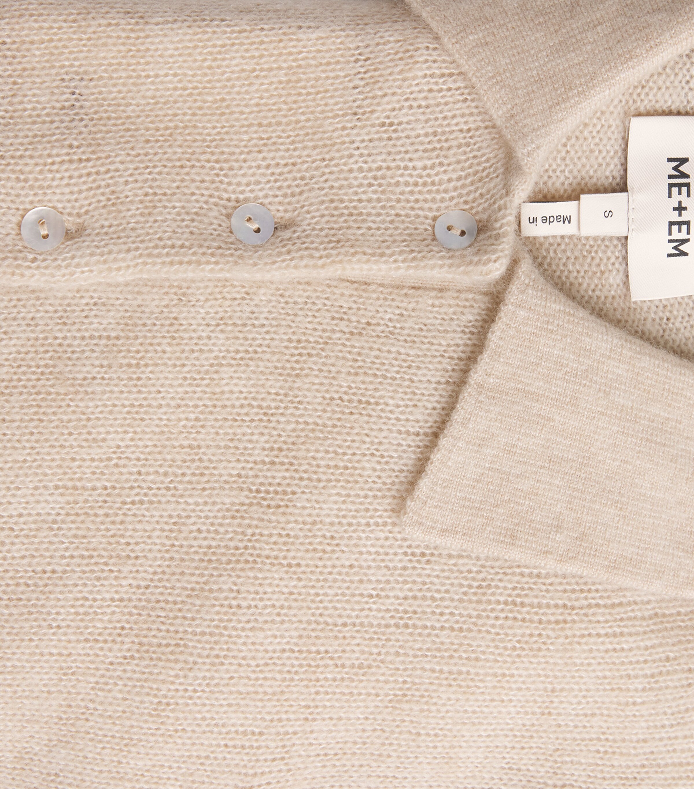 ME+EM Womens Merino-Cashmere-Silk Polo Shirt Pale Oatmeal Image 6