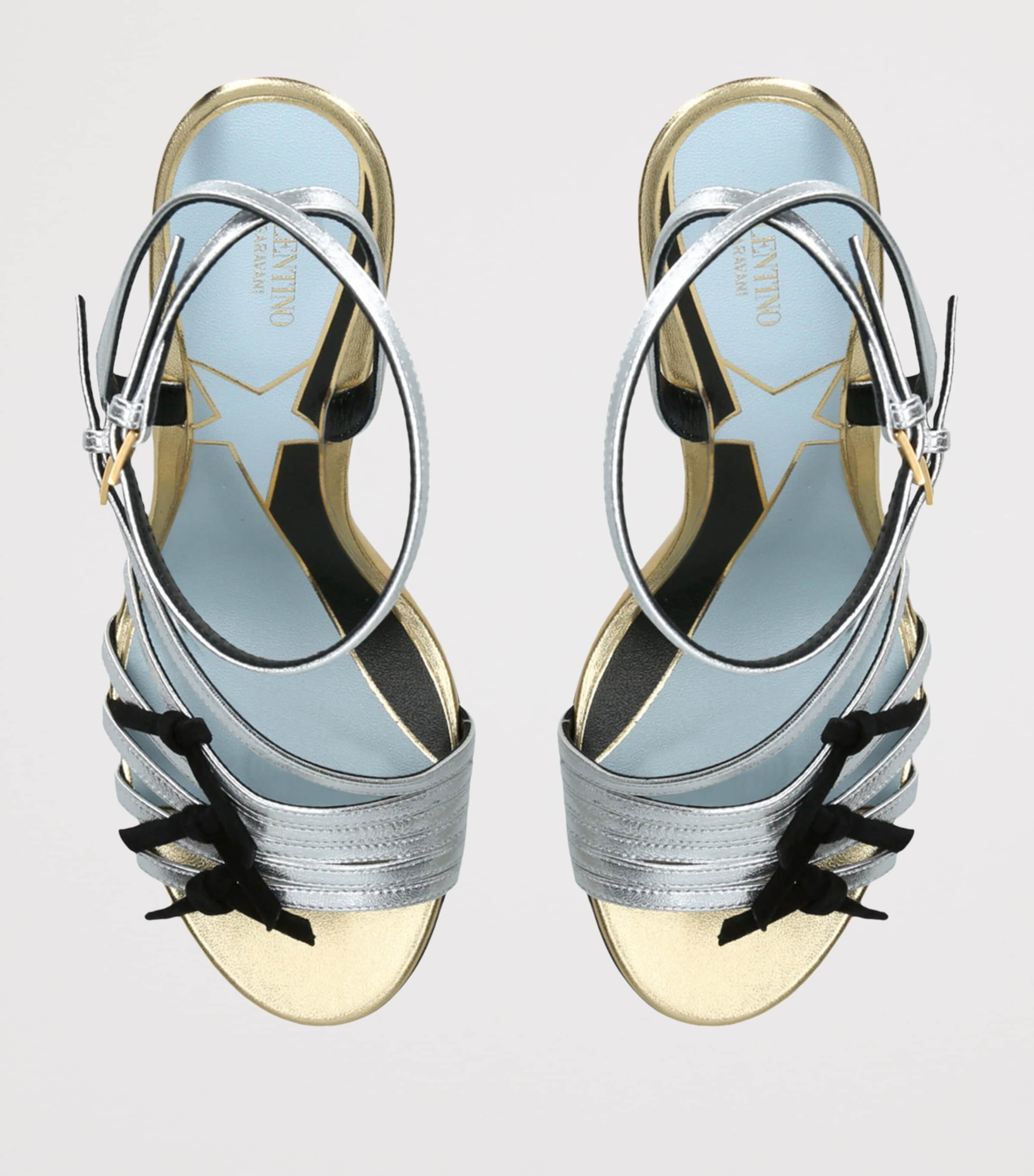 Leather Nodine Heeled Sandals 100 SILVER COM Image 4