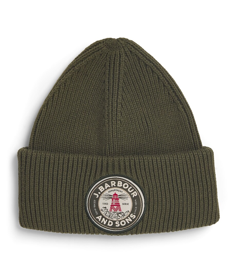 Barbour Cotton-Blend Dunford Beanie Olive Image 1