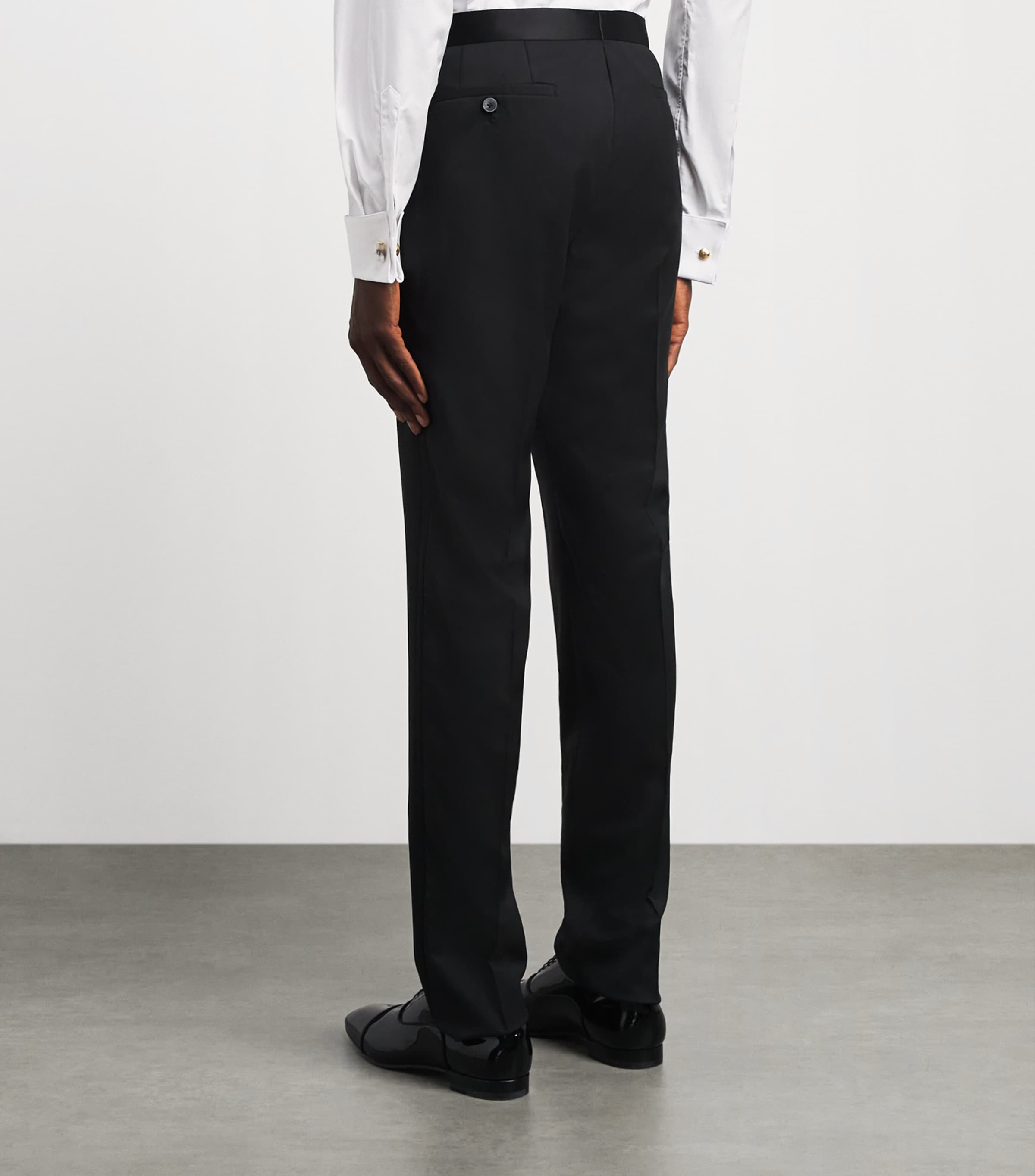 Pal Zileri Mens Wool Satin-Trim Trousers Black Image 5