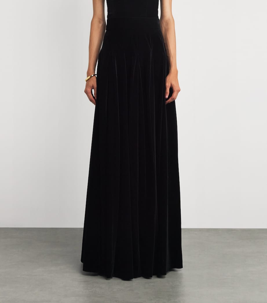 Velvet Maxi Skirt BLACK Image 3