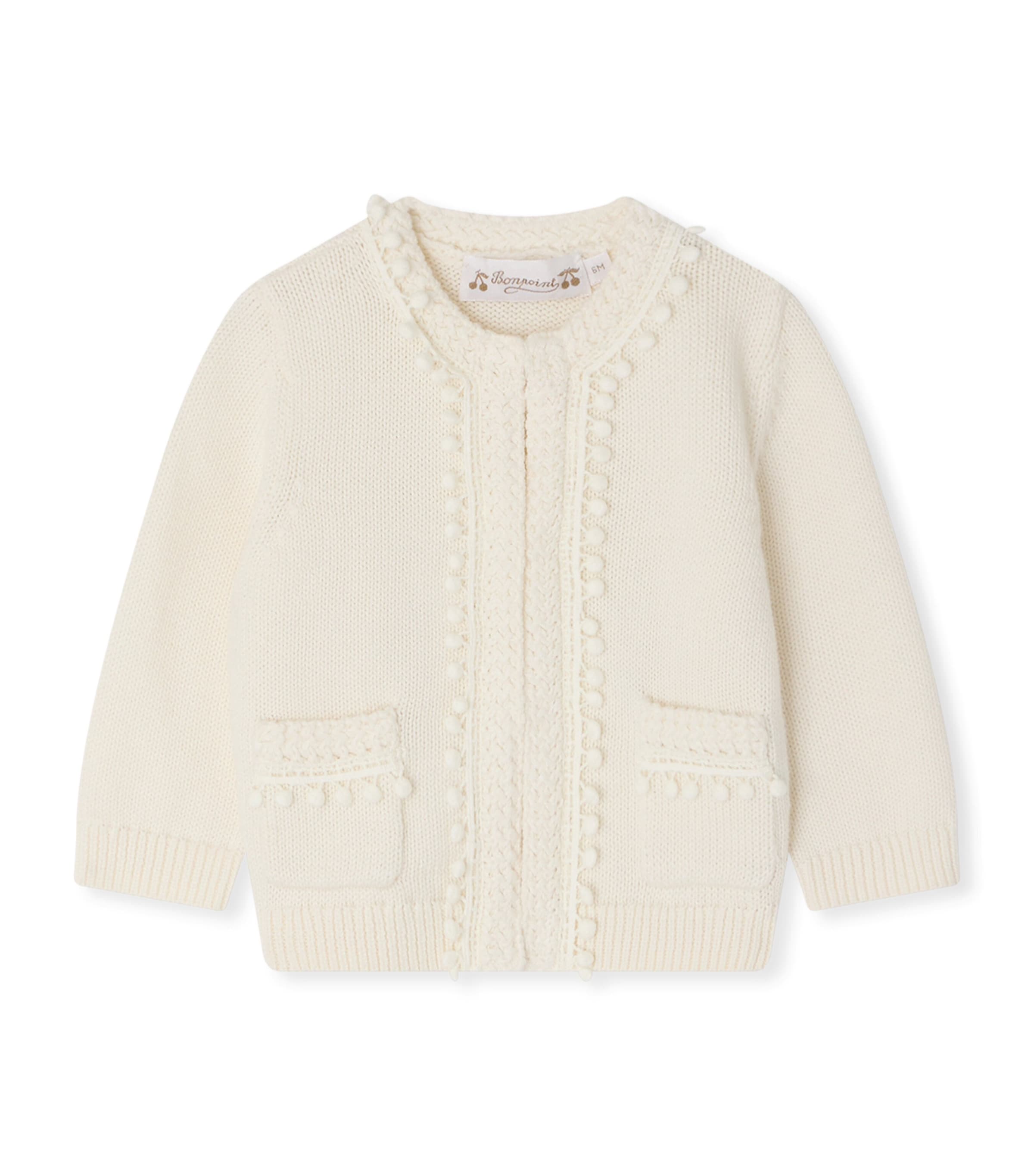 Bonpoint Cotton-Cashmere Cardigan (6-18 Months) Craie Image 1