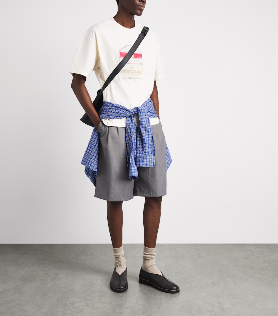 about:blank Mens Cotton Oversized Bermuda Shorts Light Grey Image 2