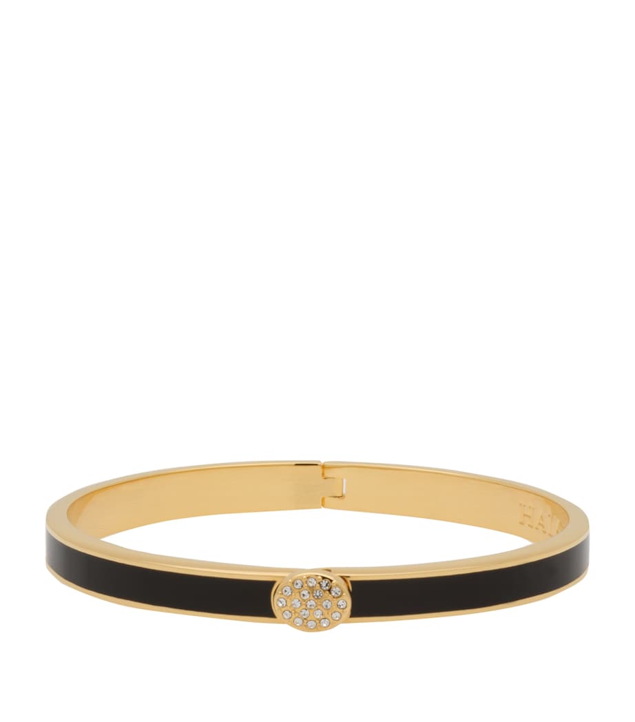 Gold-Plated Crystal Button Bangle BLACK Image 1