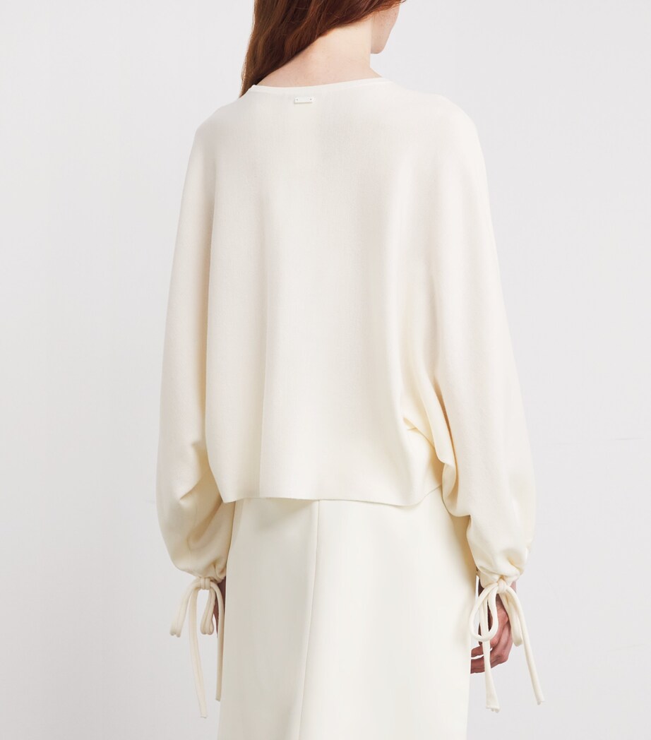 Virgin Wool Knit Sweater WHITE Image 4