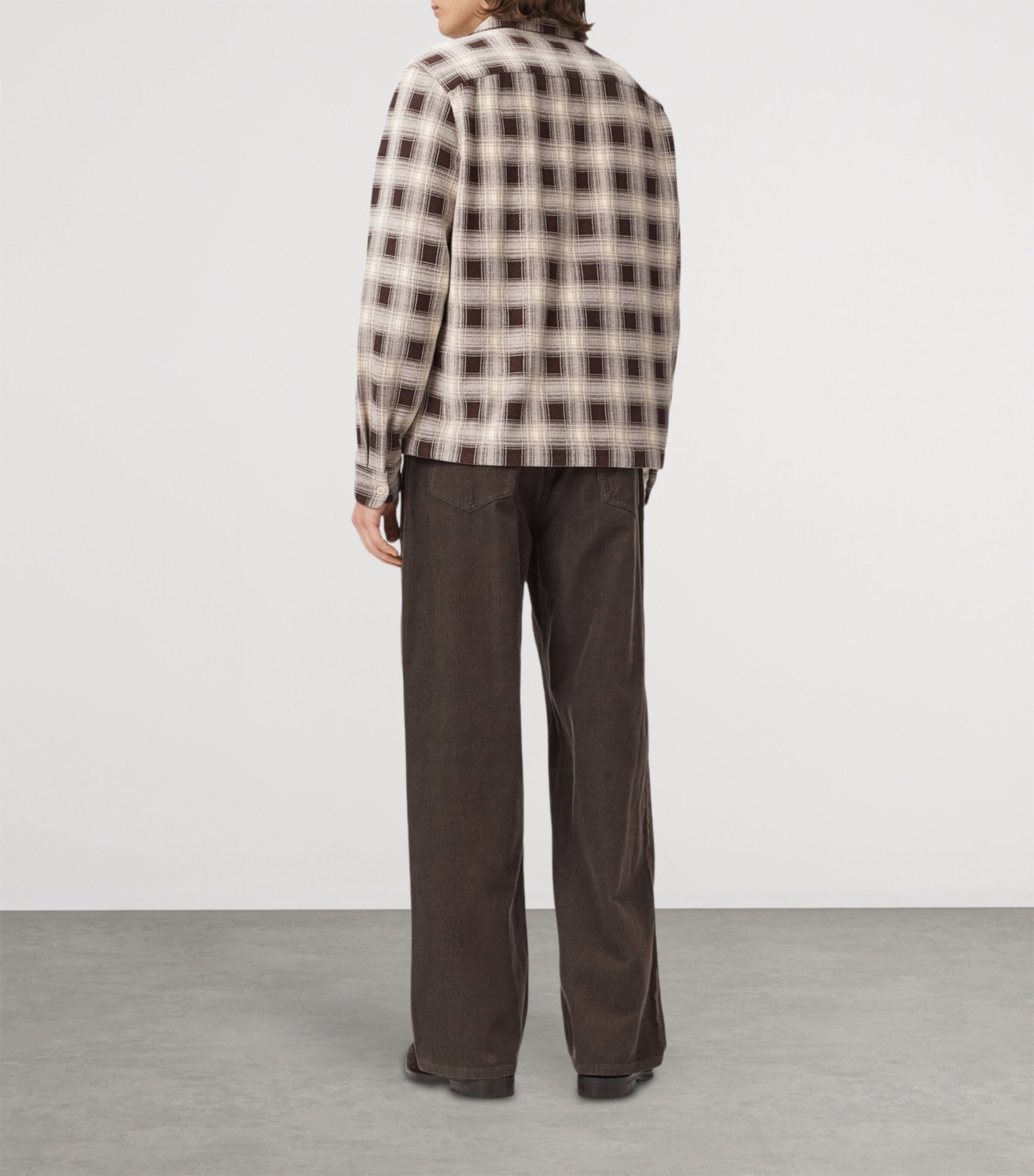 AllSaints Mens Corduroy Rivet Straight Jeans Dark Brown Image 7