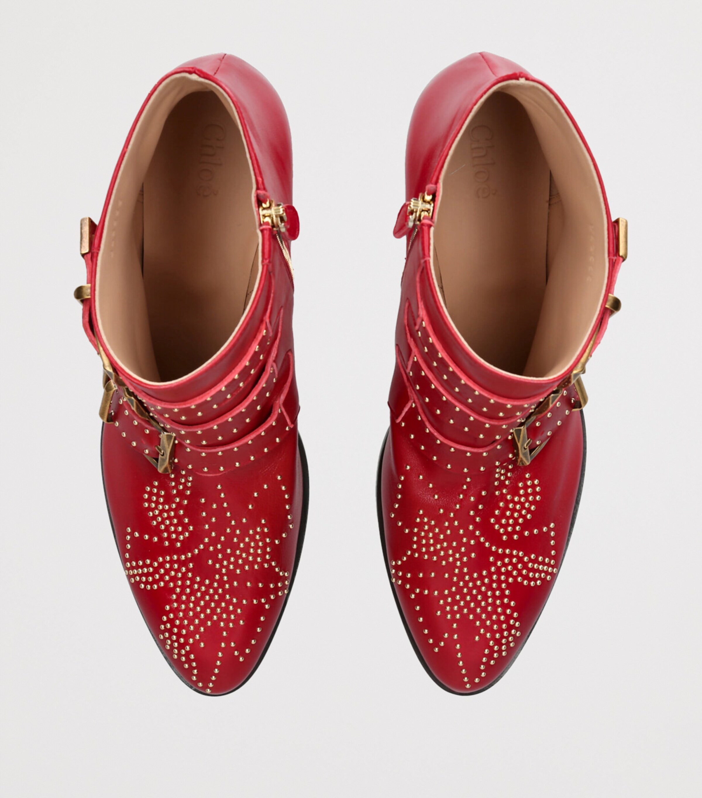 Chloé Leather Susanna Western Ankle Boots 40 Red Comb Image 4