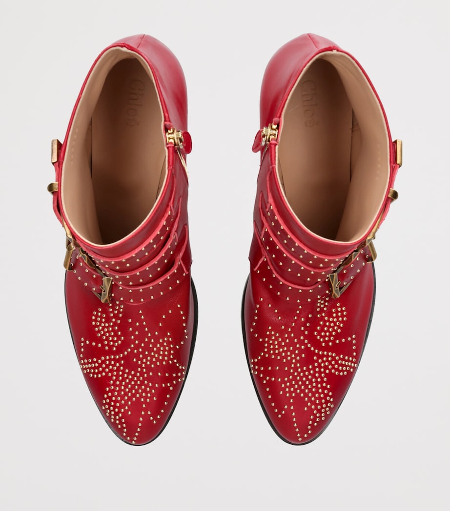Leather Susanna Western Ankle Boots 40 RED COMB Image 4
