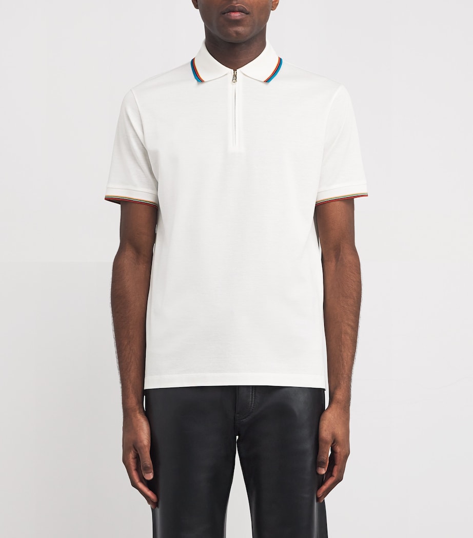 Cotton Signature Stripe Polo Shirt 01_WHITE Image 3