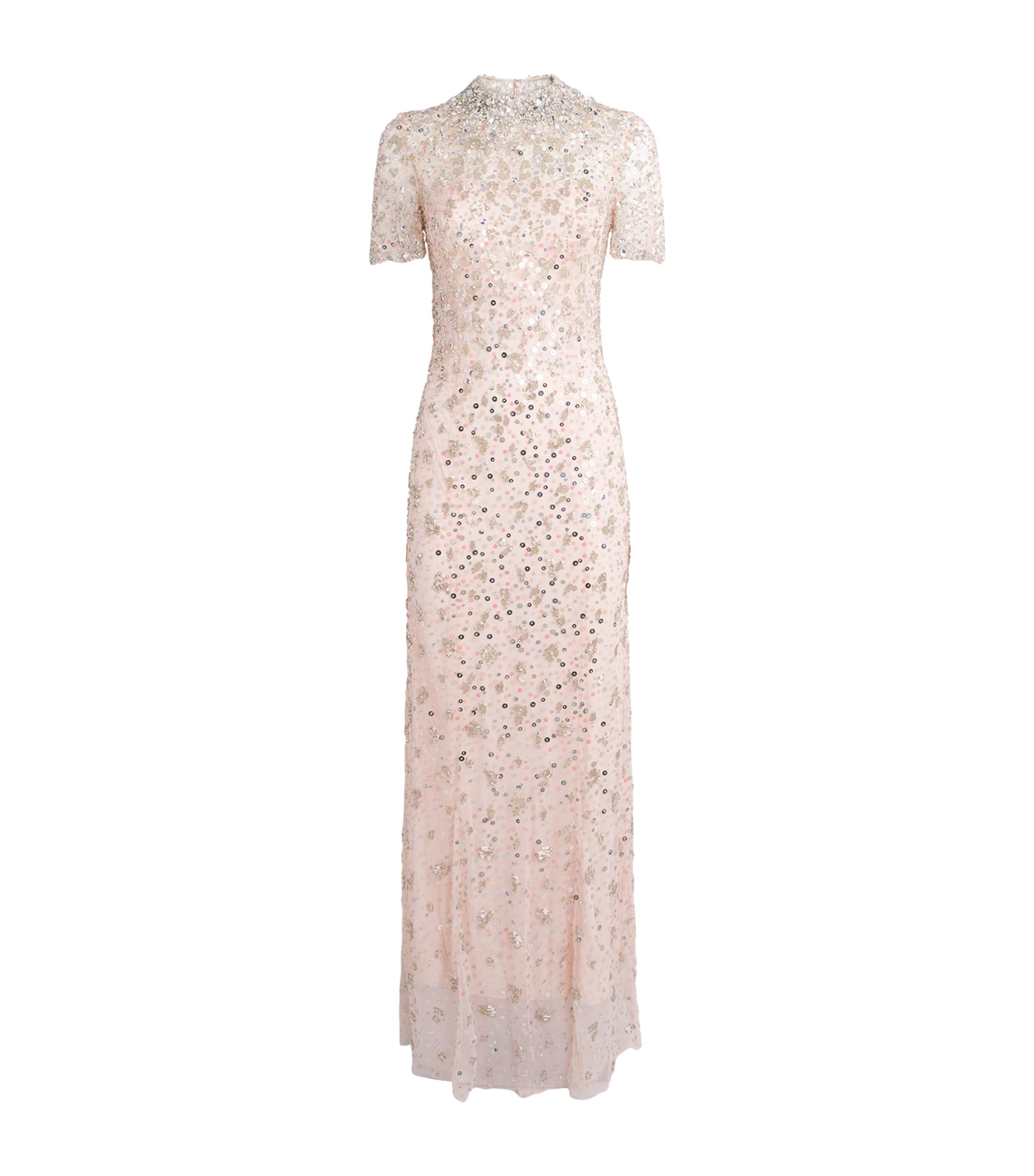 Jenny Packham Womens Embellished Orchid Maxi Dress Sugar Image 1