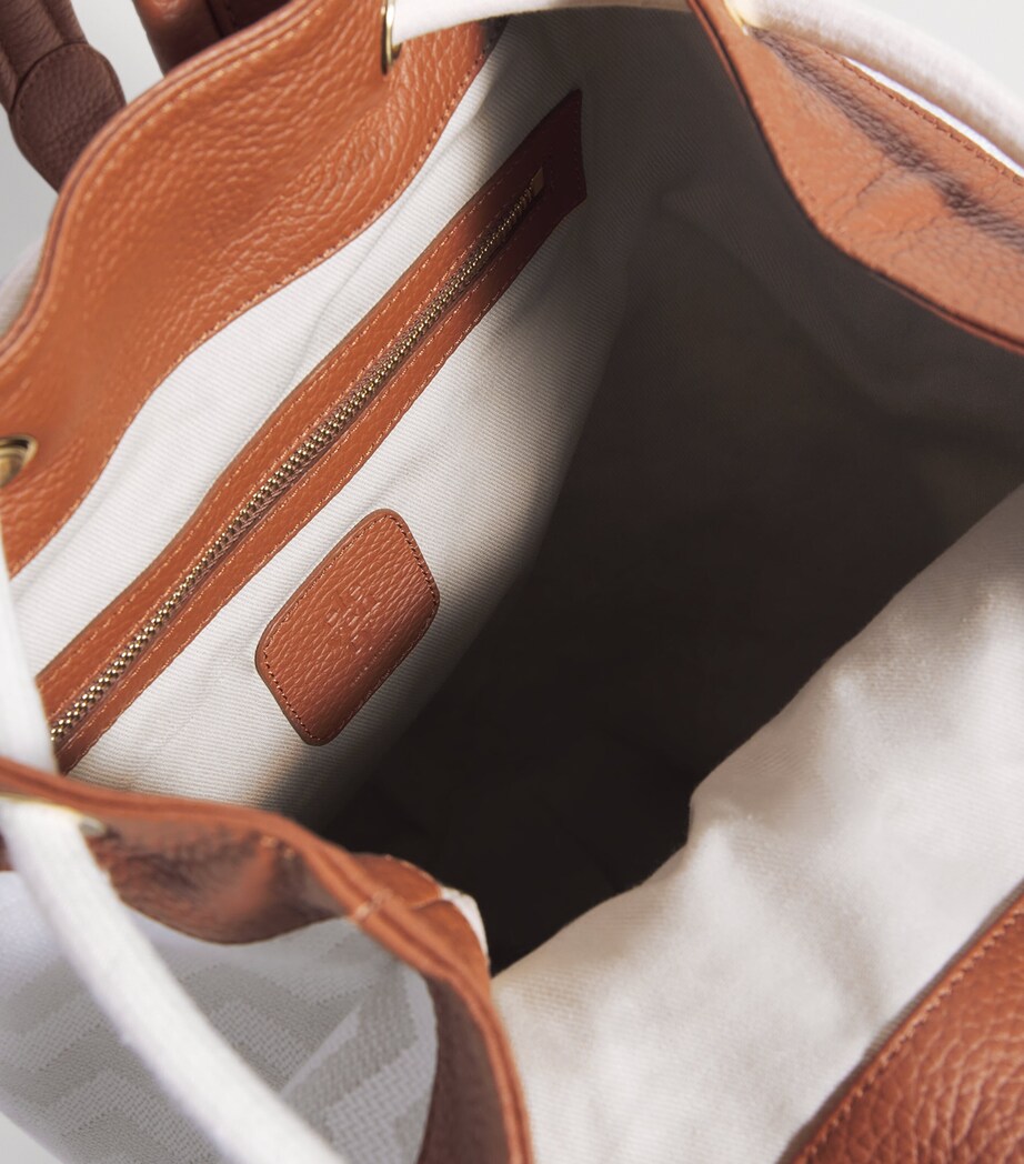 Cotton Canvas Backpack BIANOC, BEIGE E CAMM Image 4