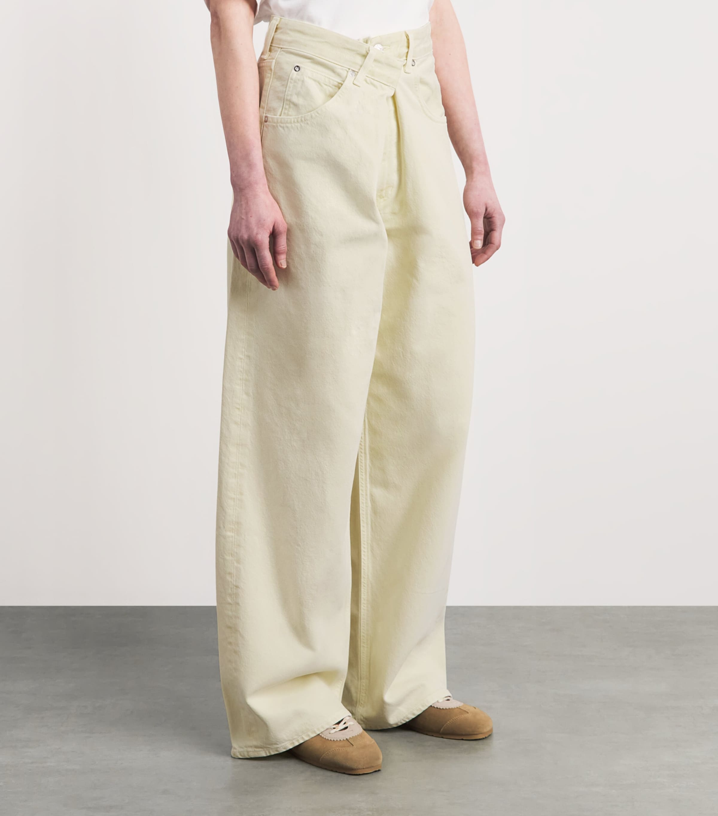 AGOLDE Womens Vana Fold Wide-Leg Jeans Lemon Zest Image 4