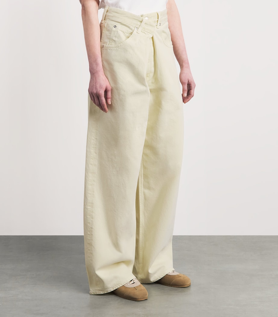 AGOLDE Womens Vana Fold Wide-Leg Jeans Lemon Zest Image 4