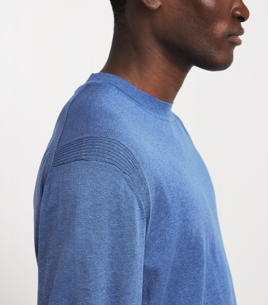 Paul & Shark Mens Silk-Cotton T-Shirt Light Cadet Blue Image 3