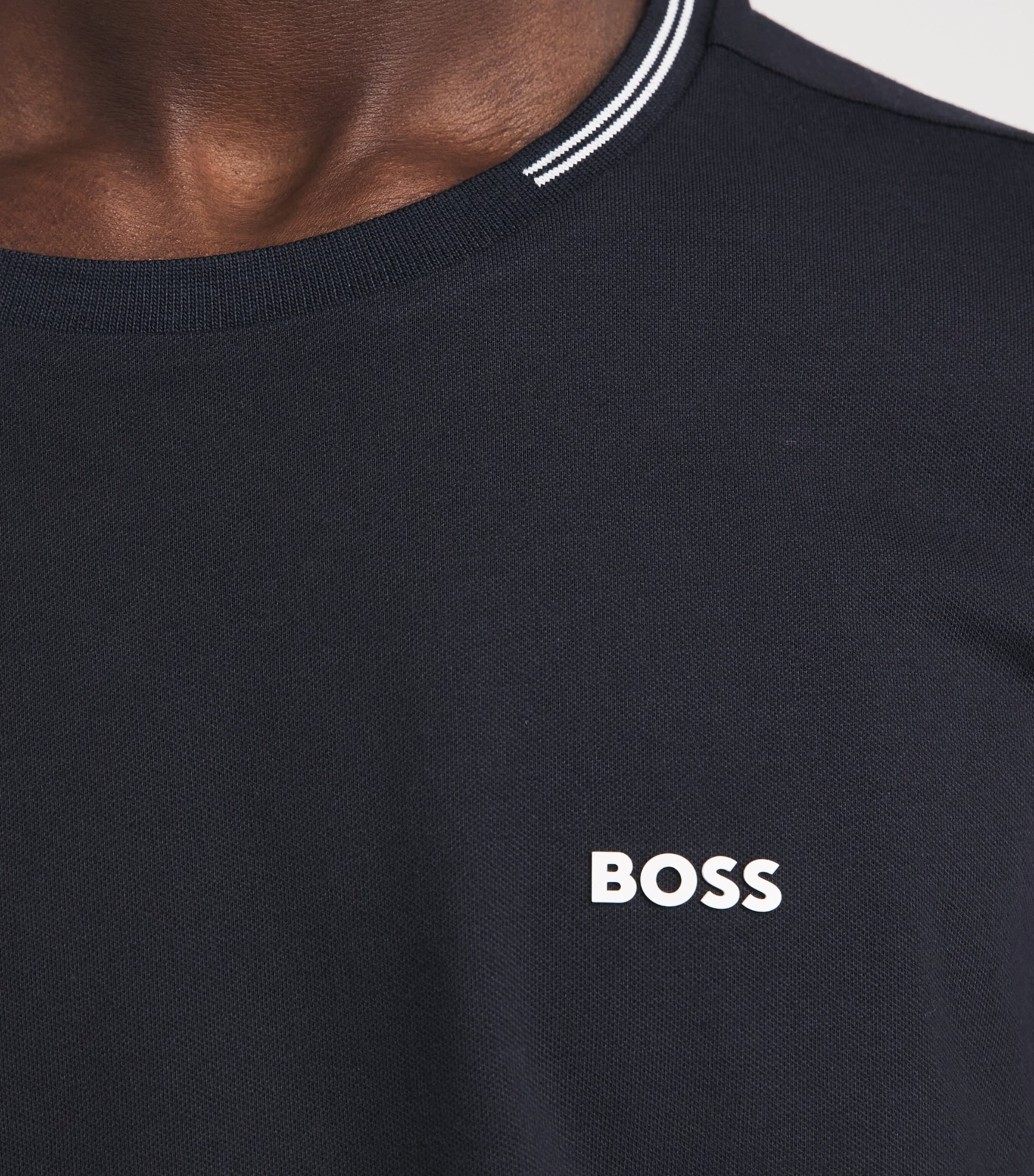 BOSS Mens Stretch-Cotton Logo T-Shirt Dark Image 3