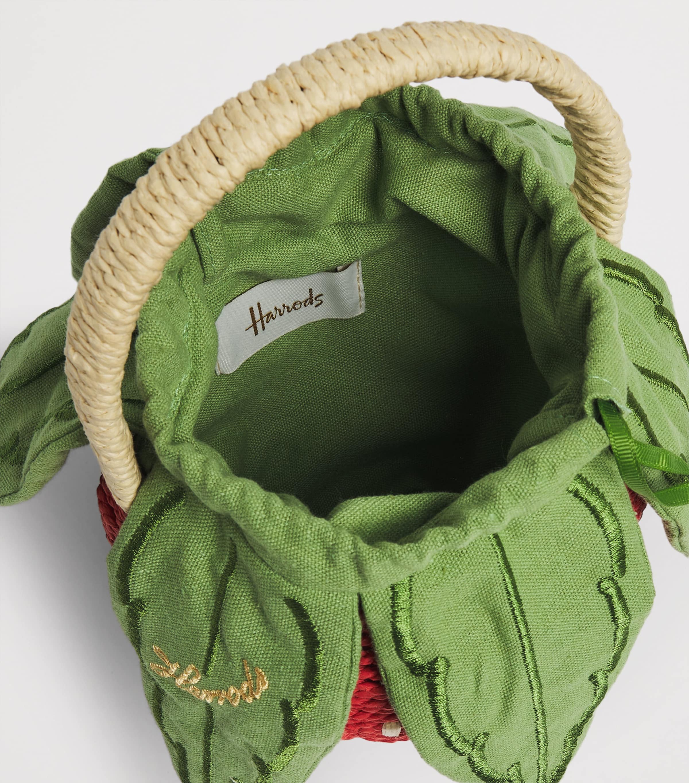 Harrods Wicker Strawberry Bag Red Image 3