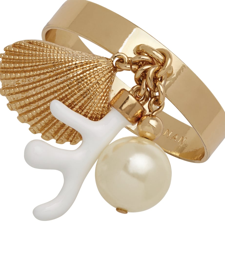 Joanna Buchanan Set of 4 Coral and Shell Skinny Napkin Rings Gold Image 3