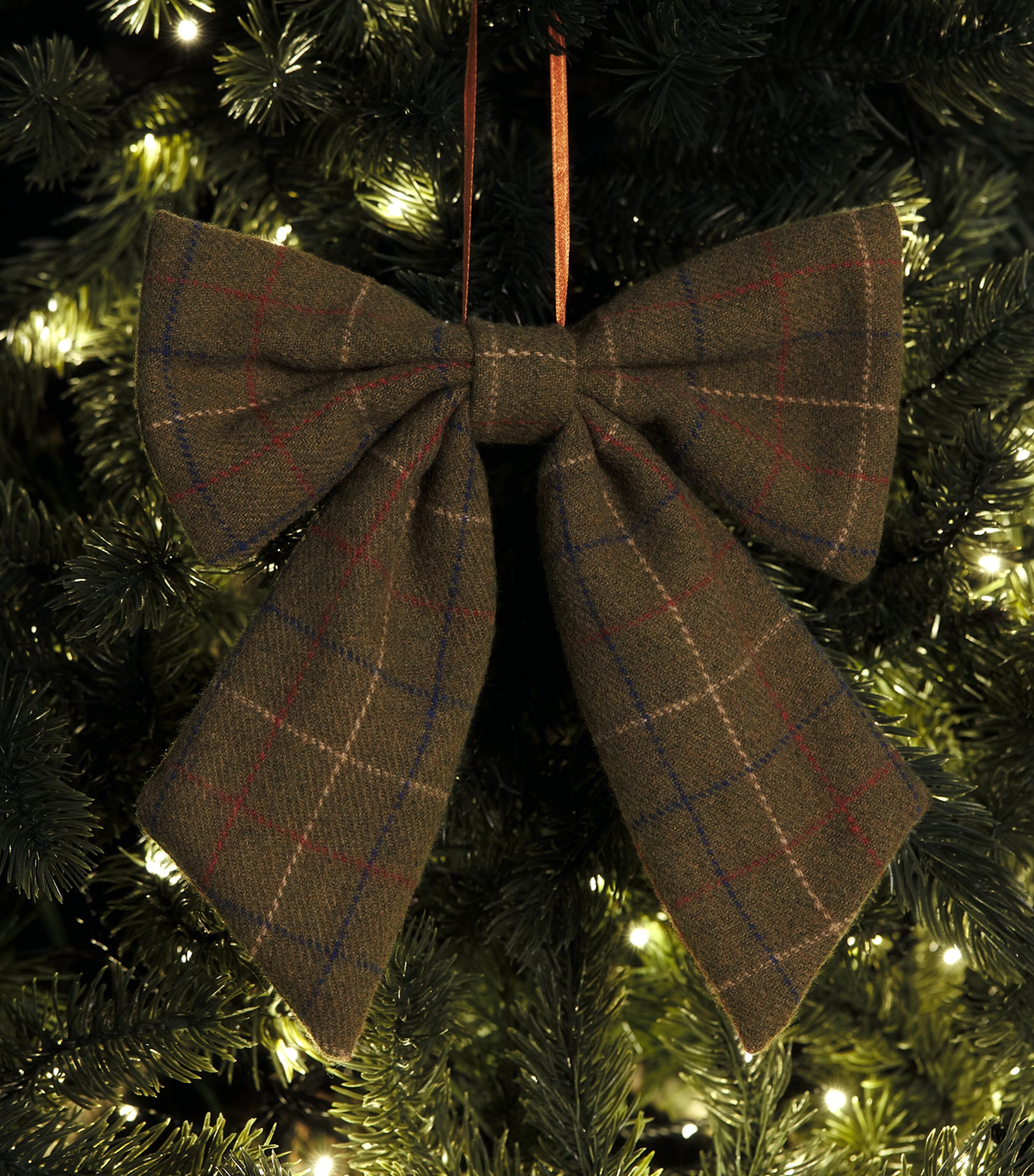 Luxury Garland Tweed Bow Tree Decoration Check Green Image 3